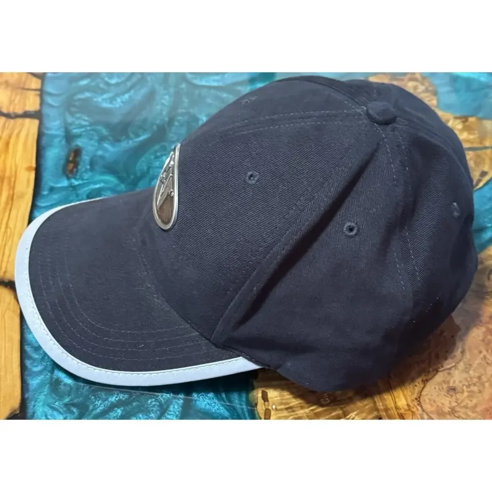 CAT Baseball Cap Adjustable Men's Black Gray Metallic Logo 100% Cotton Hat